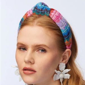Lele Sadoughi Multi Colored Raffia knot headband-like new!